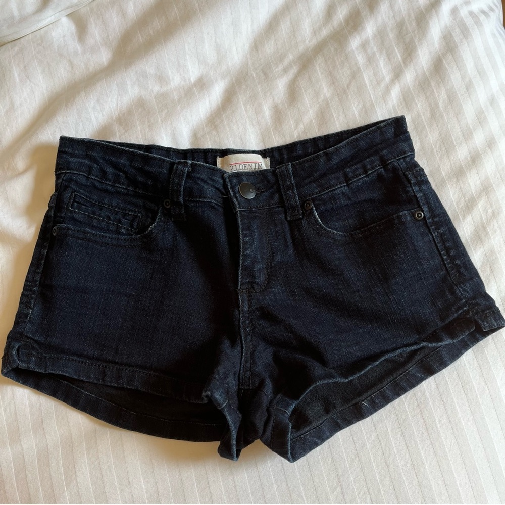 Forever 21 dark navy blue / black denim jean mini shorts